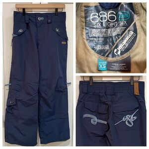 686 Snowboard Mannual Snow Ski Bootcut Kick Boot Cut Flare Low Rise Pants XS 0 2